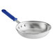 A silver Vollrath Wear-Ever aluminum frying pan with a blue handle.