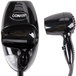 A close-up of a black Conair wall mount hair dryer.