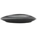 A black oval porcelain coupe plate with a semi-matte finish.