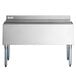 A Regency stainless steel underbar ice bin with sliding lid and bottle holders.