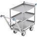 A white metal Lakeside mobility cart with 3 tiers and 6" casters.