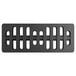 A black rectangular plastic dunnage rack with slotted top.