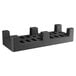 A black plastic Regency dunnage rack with a slotted top.