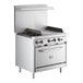 A stainless steel Cooking Performance Group range with two burners, a griddle, and an oven.