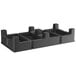 A black plastic dunnage rack with a slotted top.
