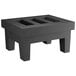 A black rectangular Regency Plastic Dunnage Rack with slotted top and four holes.