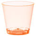 A Fineline Quenchers neon orange plastic shot cup.