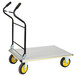 A Wesco aluminum folding platform truck with yellow wheels and black handles.