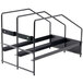 A black metal rack with two shelves.
