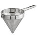 A stainless steel Choice China Cap strainer with a handle.