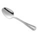 An Acopa Lydia stainless steel demitasse spoon with a handle.