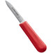 A Dexter-Russell Sani-Safe paring knife with a red handle.
