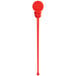 A Royal Paper red plastic stirrer with a round object on the end.