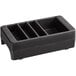 A black plastic container with three compartments for Cambro.