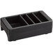 A black plastic tray with four compartments for a Cambro condiment holder.