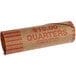 A cardboard roll of quarters with a price tag that reads "$10"