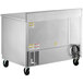 A large silver Beverage-Air worktop freezer with wheels.