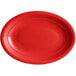 An Acopa Capri red oval stoneware platter with a rim.