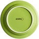 A green Acopa Capri stoneware plate with a white rim.