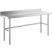 A Regency stainless steel open base work table with a long top.