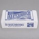 A white rectangular D.D. Bean & Sons Co matchbox with blue text reading "50 matches"