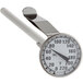 A Comark pocket probe dial thermometer with a silver metal tip and white handle.