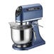A blue Waring Luna countertop mixer with a bowl on top.