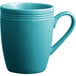 An Acopa Capri Caribbean turquoise stoneware mug with a handle.
