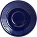An Acopa Capri Deep Sea Cobalt saucer with a circular pattern in blue.