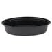 A black oval plastic bowl with a round black lid.