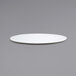 A white Front of the House porcelain plate with a small rim on a gray background.