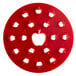 A red circle with apple shaped cutouts.