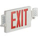 A white rectangular Lavex exit sign with red LED lights.