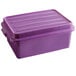 A Vollrath Traex purple plastic food storage box with lid.