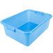 A blue plastic Vollrath food storage container with a lid.
