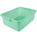 A green plastic Vollrath Traex food storage container with a raised snap-on lid.