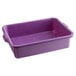 A purple rectangular Vollrath Color-Mate plastic container with holes.