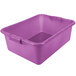 A Vollrath purple plastic food storage bin with a handle.