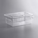 A Cambro clear plastic food storage box with a sliding lid.