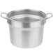 A Vollrath stainless steel double boiler inset with handles.