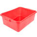A red plastic Vollrath Traex food storage box with a lid.
