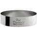 A stainless steel round tartlet ring with the words "Fat Daddio's ProSeries" on it.