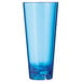 An Arcoroc blue plastic hi ball glass with a clear bottom.