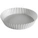 A silver round fluted tart pan with a removable bottom.