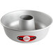 A silver Fat Daddio's anodized aluminum ring cake pan.