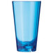 An Arcoroc blue plastic cooler glass with a clear bottom.