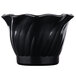 A black Cambro swirl bowl with wavy lines on it.
