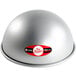 A silver metal hemisphere cake pan with a red and white Fat Daddio's sticker.