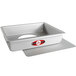 A silver rectangular pan with a removable bottom.