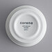 A bright white porcelain ramekin with the word "Corona" on it.